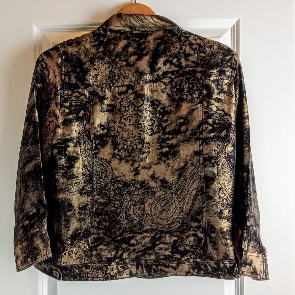 Ruby Rd. Black Bronze Abstract Print Jacket - image 2